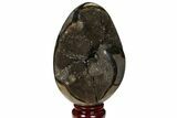 Septarian Dragon Egg Geode - Black Crystals #120913-2